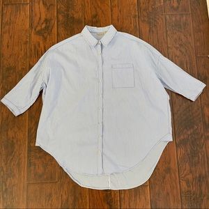 Anthropologie Blue Striped Button Down Shirt